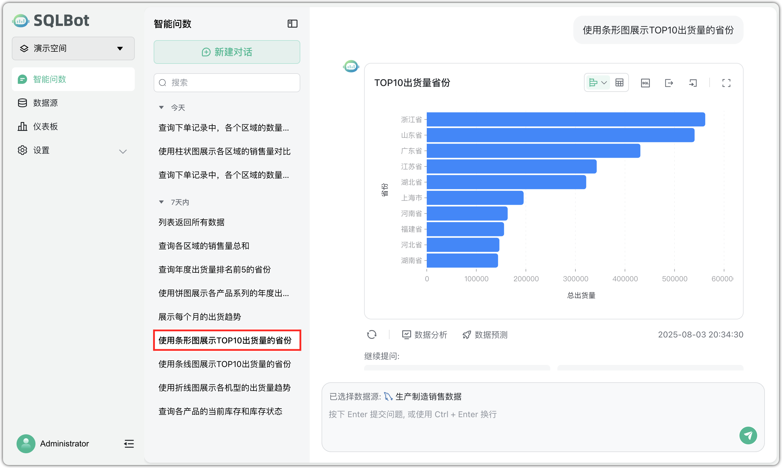 智能问数管理页面